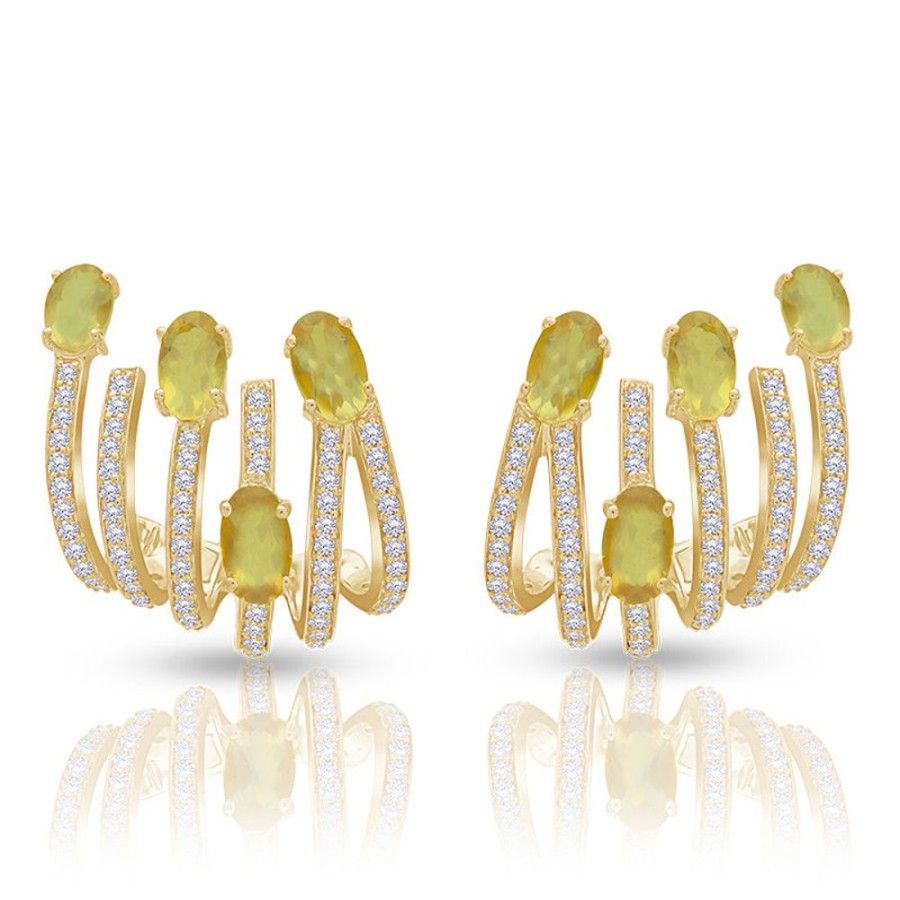 Earring Hueb | 18 Karat Spectrum Yellow Gold Earring With Vs-Gh Diamonds And Yellow S