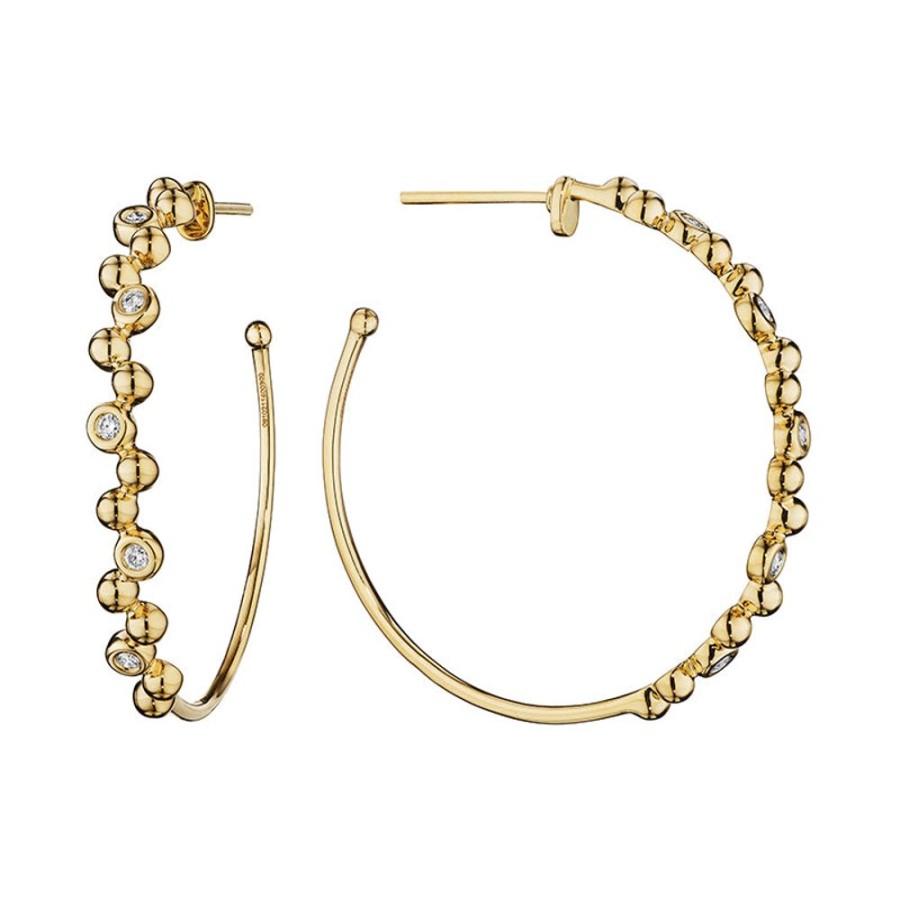 Earring Hueb | 18 Karat Bubbles Yellow Gold Earring With Vs-Gh Diamonds