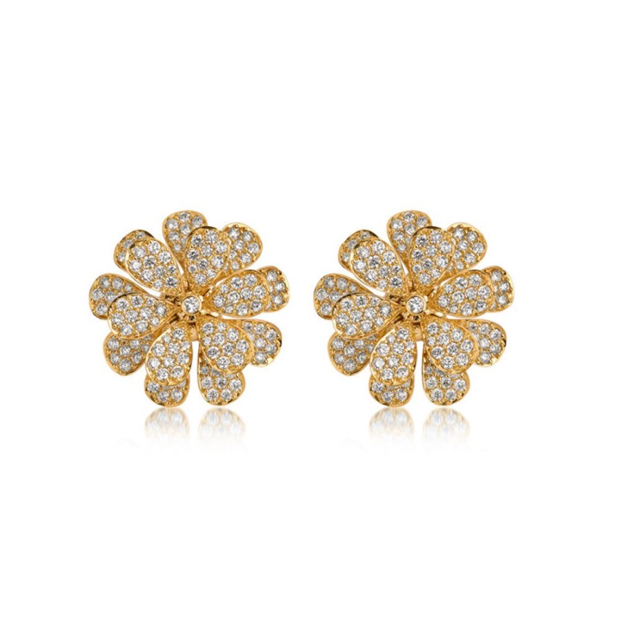 Earring Hueb | 18 Karat Secret Garden Yellow Gold Earring With Vs-Gh Diamonds