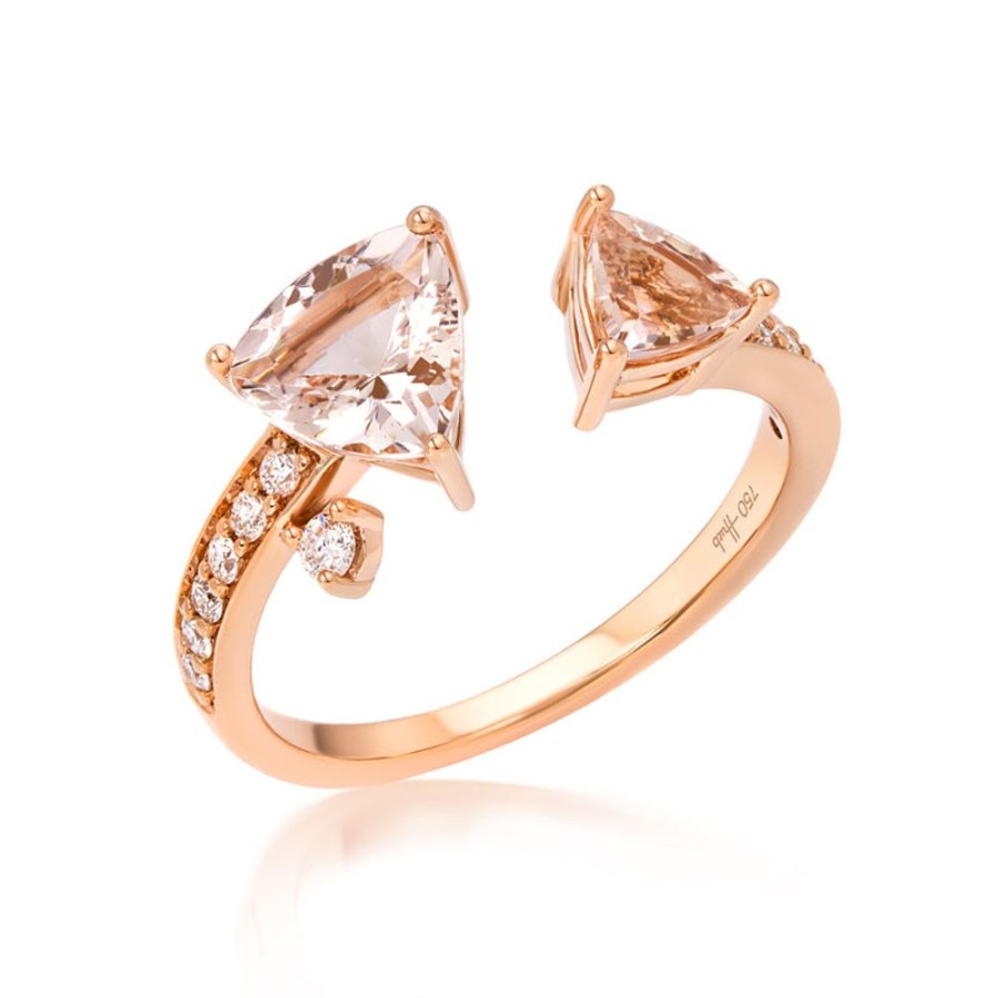 Ring Hueb | 18 Karat Mirage Pink Gold Ring With Vs-Gh Diamonds And Rose Morganite