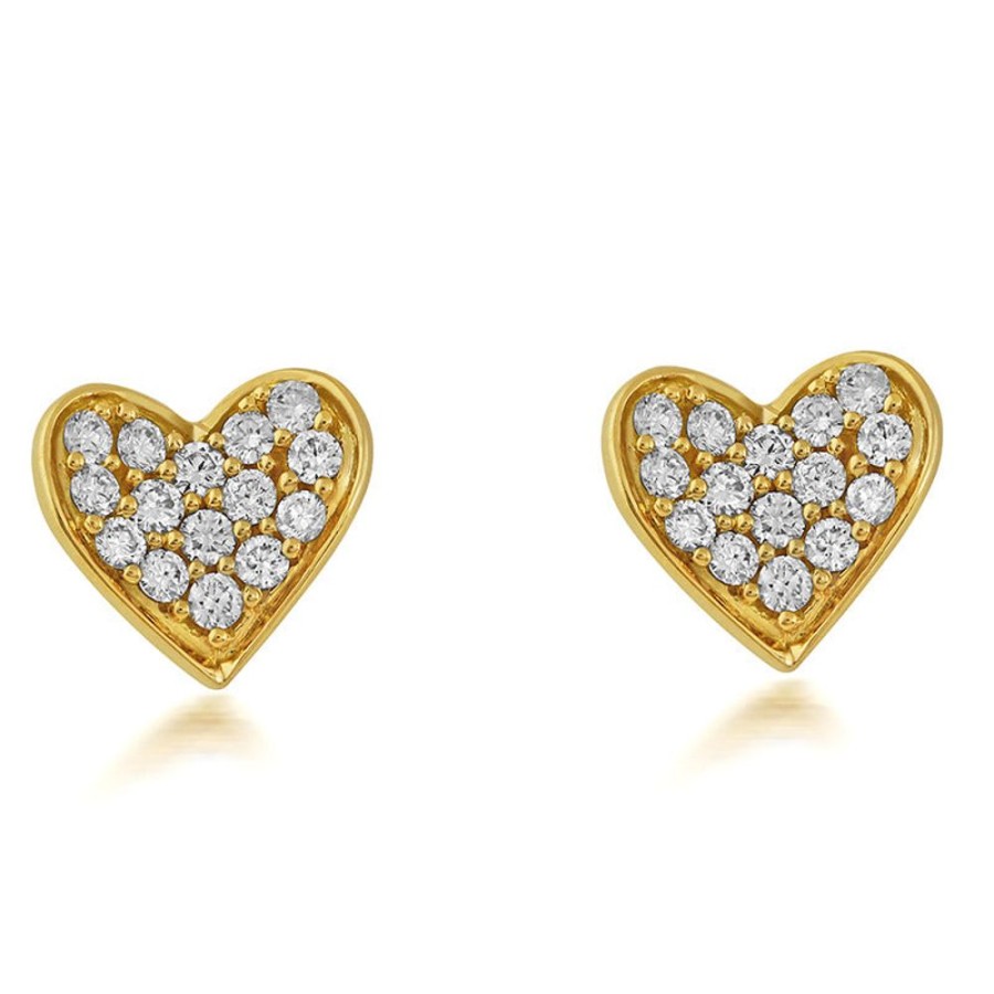 Earring Hueb | 18 Karat Hearts Yellow Gold Earring With Vs-Gh Diamonds