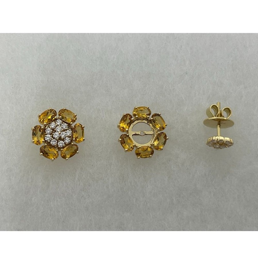 Earring Hueb | 18 Karat Bestow Yellow Gold Earring With Vs-Gh Diamonds And Yellow Cit