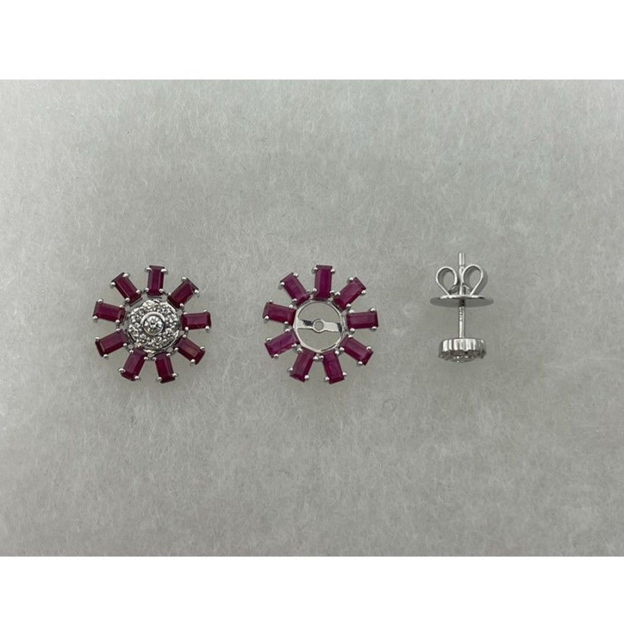 Earring Hueb | 18 Karat Bestow White Gold Earring With Vs-Gh Diamonds And Red Ruby