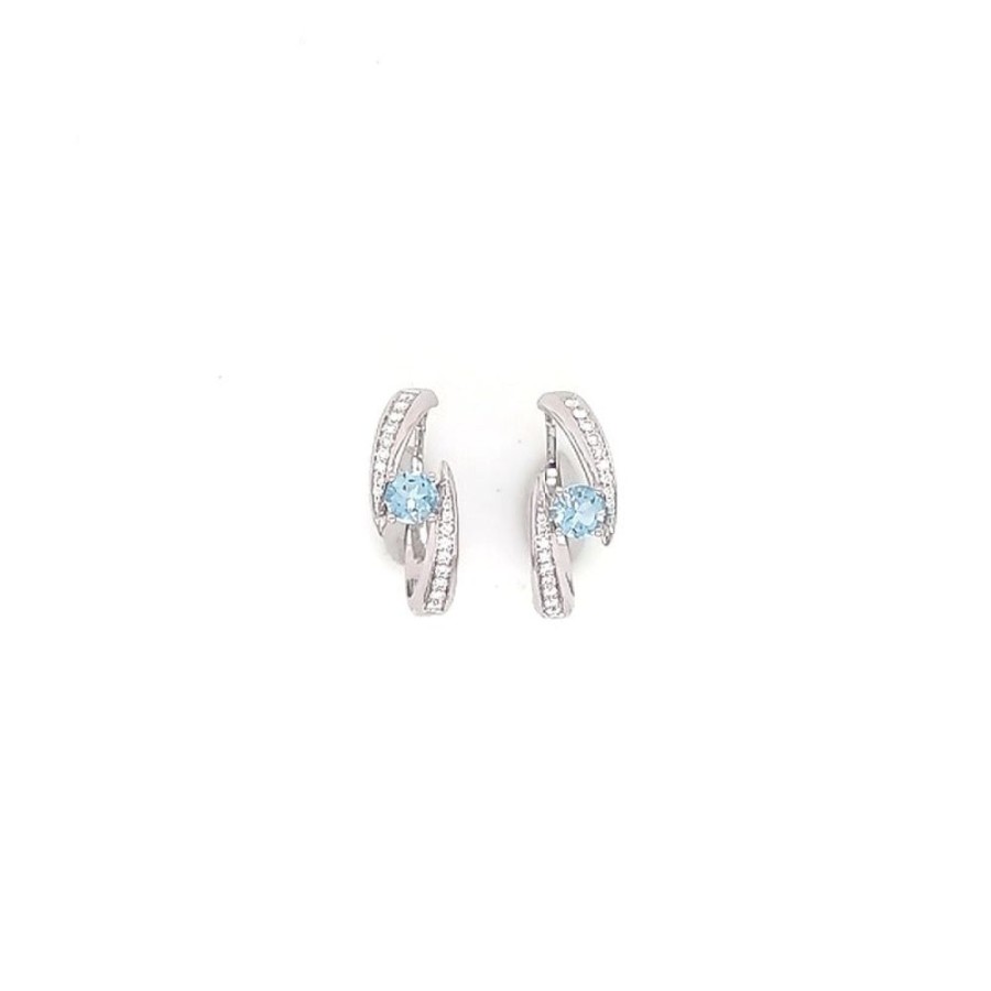 Earring Hueb | 18 Karat Amazonia (Cocar) White Gold Earring With Vs-Gh Diamonds And B