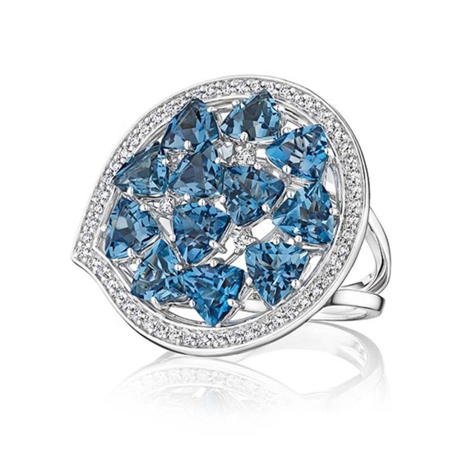 Ring Hueb | 18 Karat Mirage White Gold Ring With Vs-Gh Diamonds And Imperial/Londo