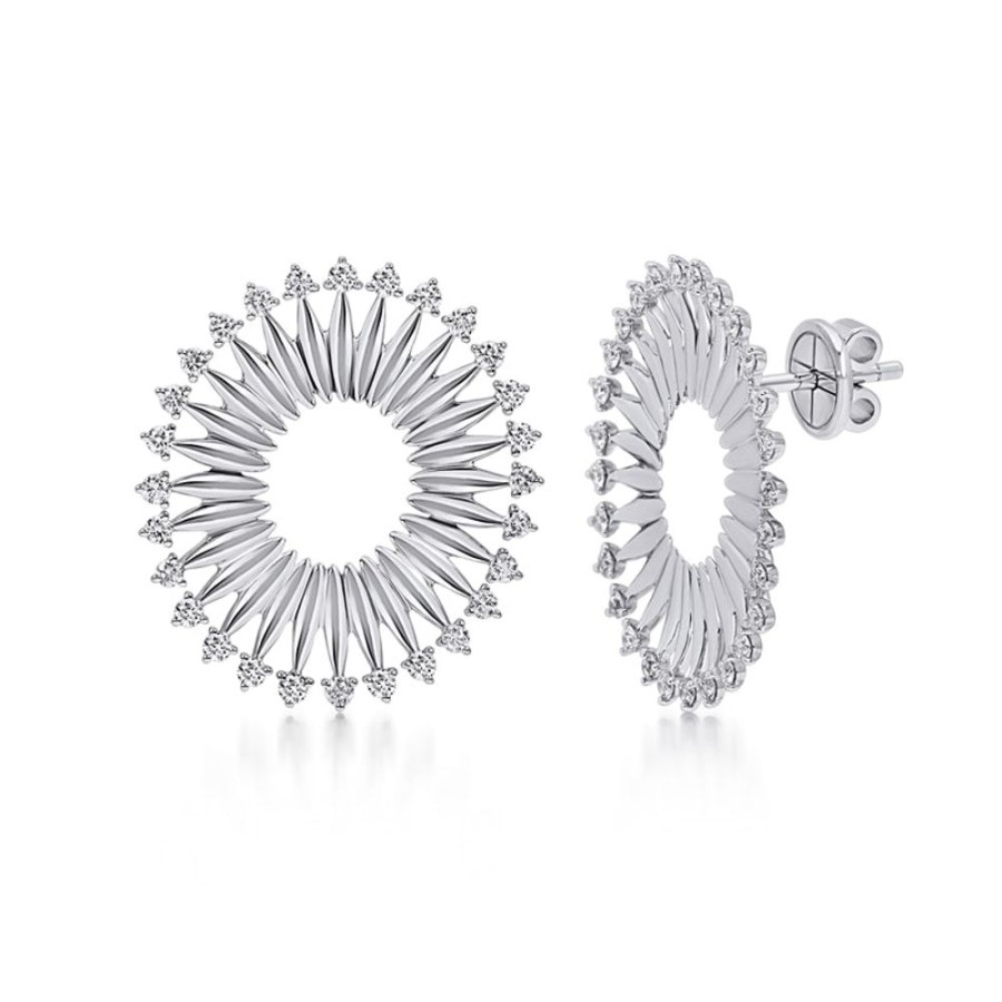 Earring Hueb | 18 Karat Tribal White Gold Earring With Vs-Gh Diamonds