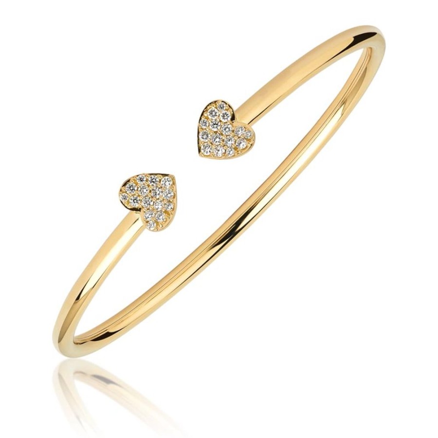 Bracelet/Bangle Hueb | 18 Karat Hearts Yellow Gold Bracelet/Bangle With Vs-Gh Diamonds