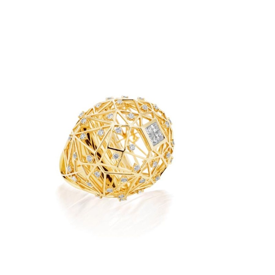 Ring Hueb | 18 Karat Estelar Yellow Gold Ring With Vs-Gh Diamonds