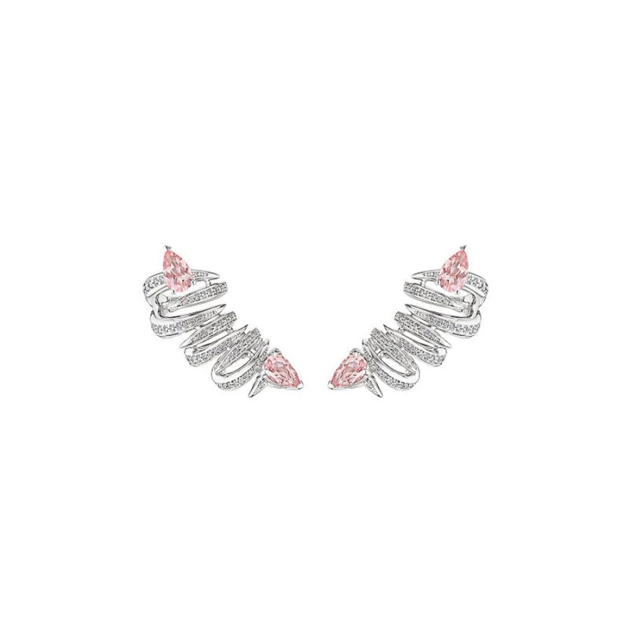 Earring Hueb | 18 Karat Amazonia (Cocar) White Gold Earring With Vs-Gh Diamonds And P