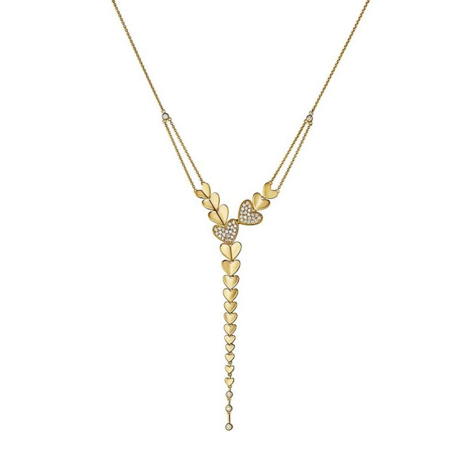 Necklace/Pendant Hueb | 18 Karat Hearts Yellow Gold Necklace With Vs-Gh Diamonds