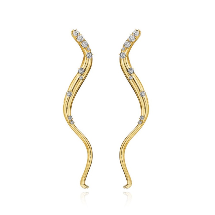 Earring Hueb | 18 Karat Bahia Yellow Gold Earring With Vs-Gh Diamonds