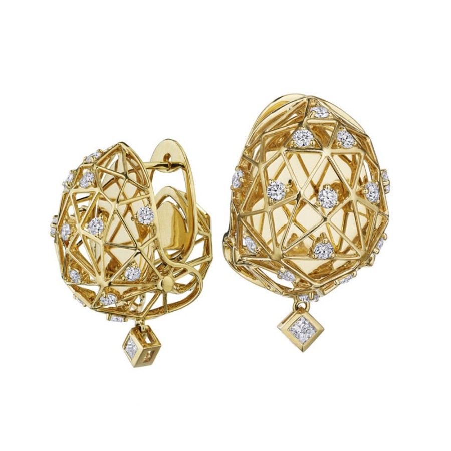 Earring Hueb | 18 Karat Estelar Yellow Gold Earring With Vs-Gh Diamonds