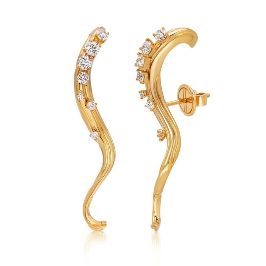 Earring Hueb | 18 Karat Bahia Yellow Gold Earring With Vs-Gh Diamonds