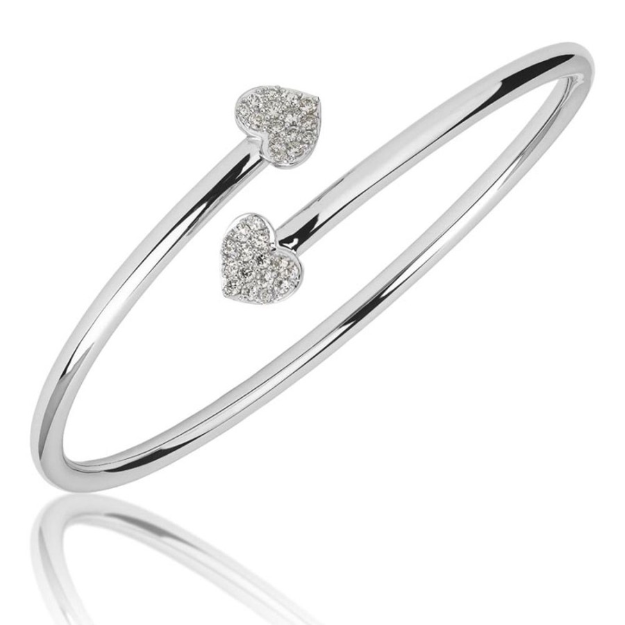 Bracelet/Bangle Hueb | 18 Karat Hearts White Gold Bracelet/Bangle With Vs-Gh Diamonds