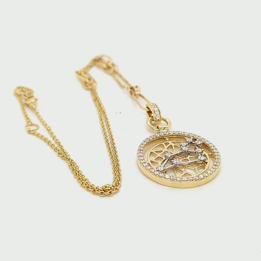 Necklace/Pendant Hueb | 18 Karat Estelar Yellow And White Gold Leo Necklace With Vs-Gh Diamond