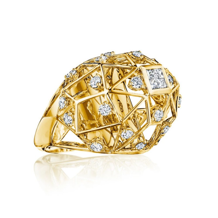 Ring Hueb | 18 Karat Estelar Yellow Gold Ring With Vs-Gh Diamonds