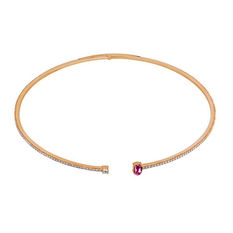 Necklace/Pendant Hueb | 18 Karat Spectrum Pink Gold Necklace With Vs-Gh Diamonds And Pink Sapp