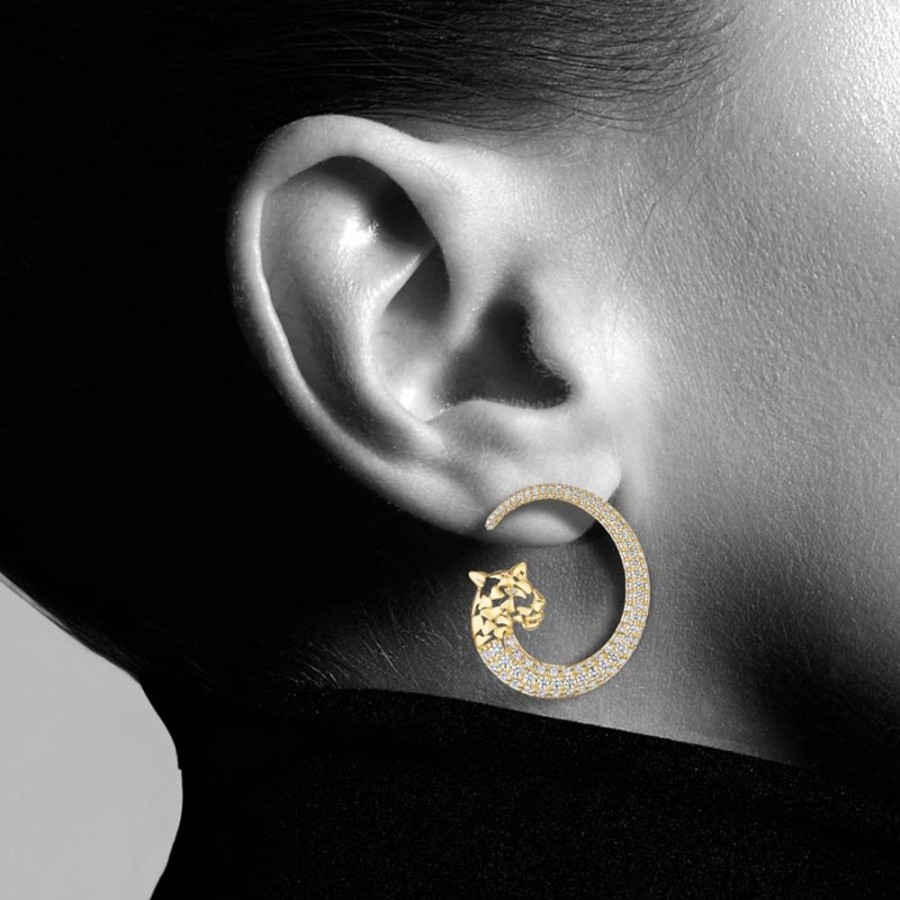 Earring Hueb | 18 Karat Onsa Yellow Gold Earring With Vs-Gh Diamonds