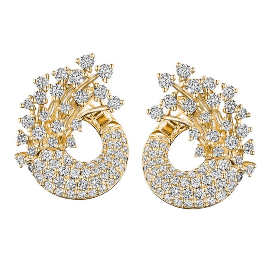 Earring Hueb | 18 Karat Luminus Yellow Gold Earring With Vs-Gh Diamonds