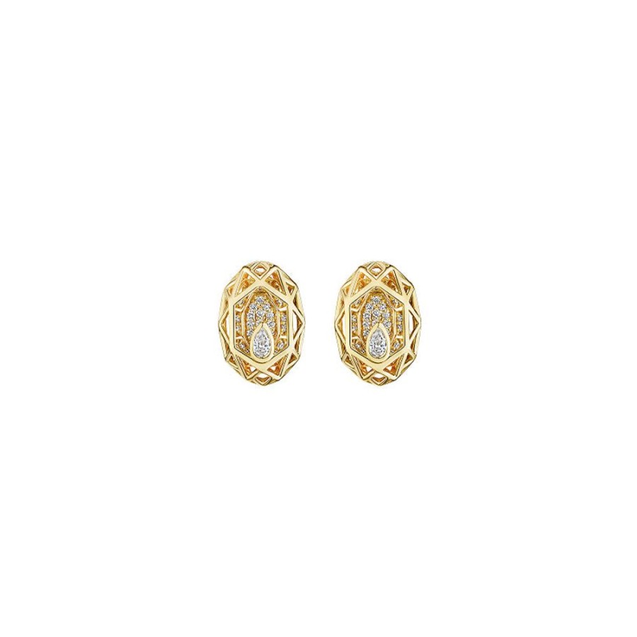 Earring Hueb | 18 Karat Estelar Yellow Gold Earring With Vs-Gh Diamonds