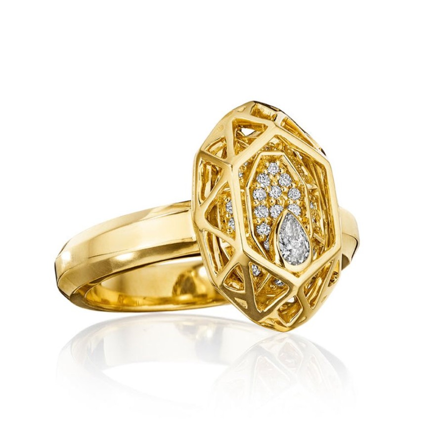 Ring Hueb | 18 Karat Estelar Yellow Gold Ring With Vs-Gh Diamonds