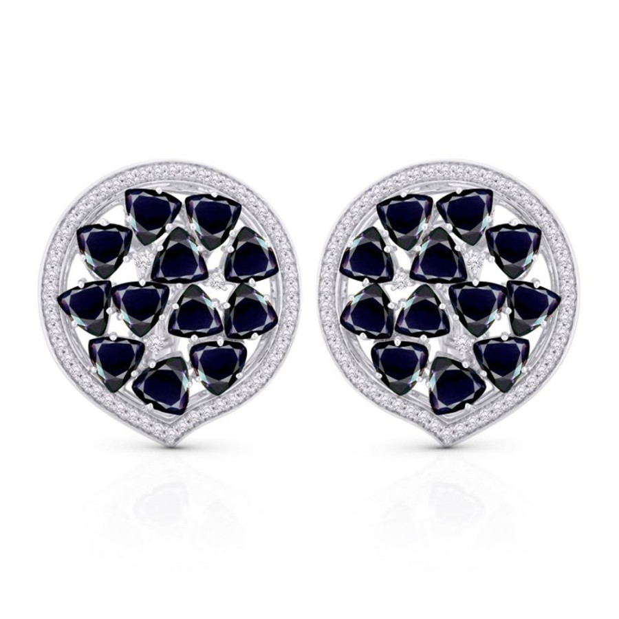 Earring Hueb | 18 Karat Mirage White Gold Earring With Vs-Gh Diamonds And Violet Ioli