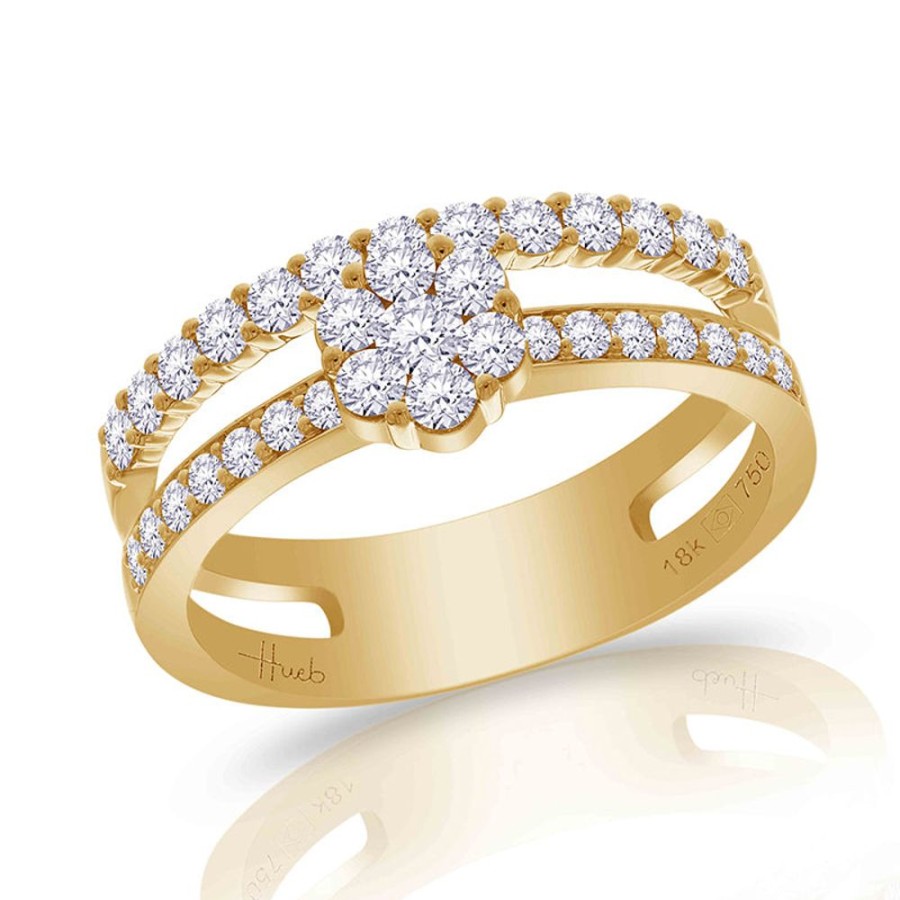 Ring Hueb | 18 Karat Diamond Flower Yellow Gold Ring With Vs-Gh Diamonds