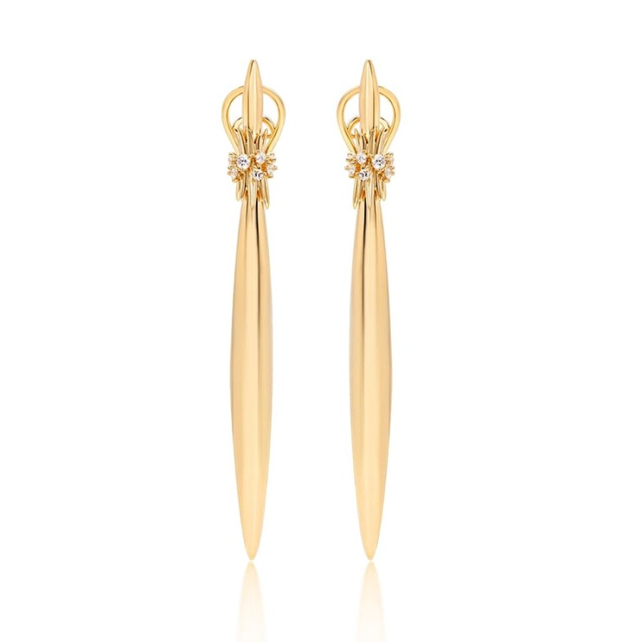 Earring Hueb | 18 Karat Tribal Yellow Gold Earring With Vs-Gh Diamonds