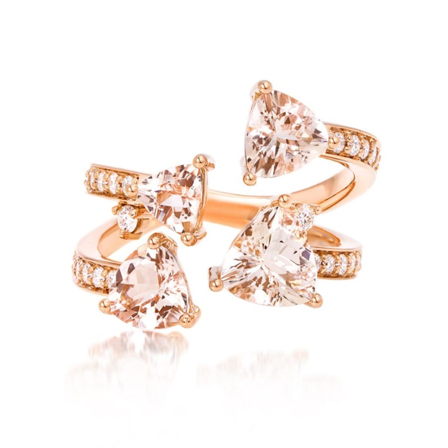 Ring Hueb | 18 Karat Mirage Pink Gold Ring With Vs-Gh Diamonds And Rose Morganite