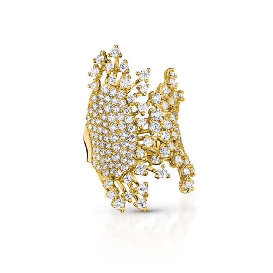 Ring Hueb | 18 Karat Luminus Yellow Gold Ring With Vs-Gh Diamonds