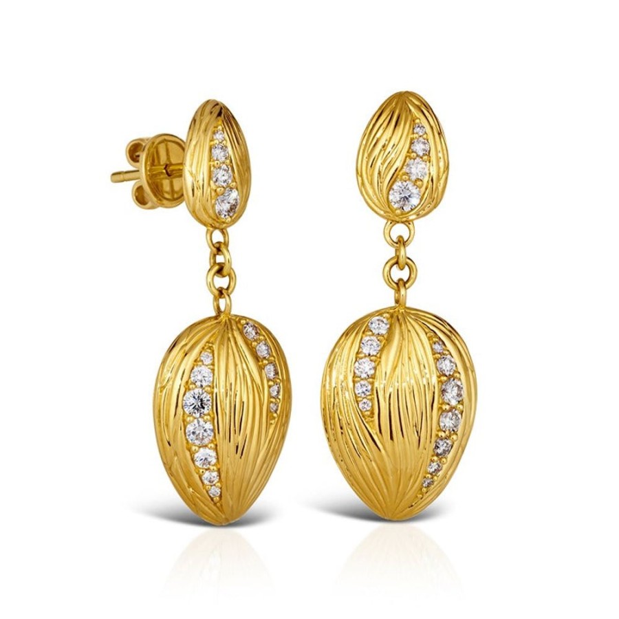 Earring Hueb | 18 Karat Amazonia (Buriti) Yellow Gold Earring With Vs-Gh Diamonds