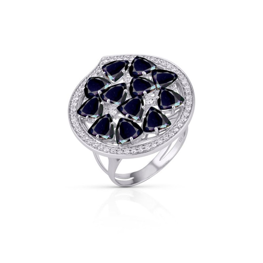 Ring Hueb | 18 Karat Mirage White Gold Ring With Vs-Gh Diamonds And Violet Iolite