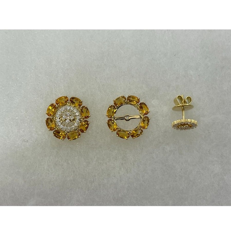 Earring Hueb | 18 Karat Bestow Yellow Gold Earring With Vs-Gh Diamonds And Yellow Cit