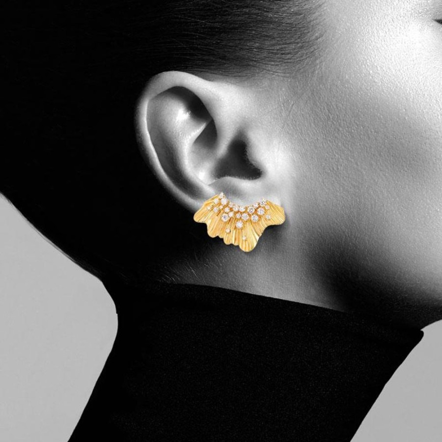 Earring Hueb | 18 Karat Bahia Yellow Gold Earring With Vs-Gh Diamonds