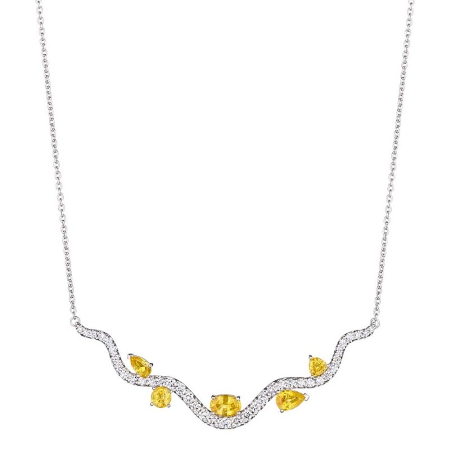 Necklace/Pendant Hueb | 18 Karat Mirage White Gold Necklace With Vs-Gh Diamonds And Yellow Sap