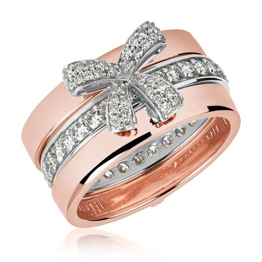 Ring Hueb | 18 Karat Romance White And Pink Gold Ring With Vs-Gh Diamonds