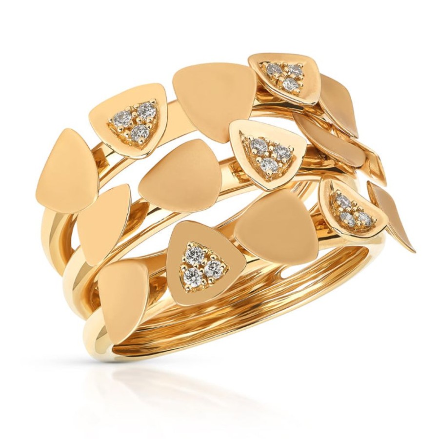 Ring Hueb | 18 Karat Flora Yellow Gold Ring With Vs-Gh Diamonds