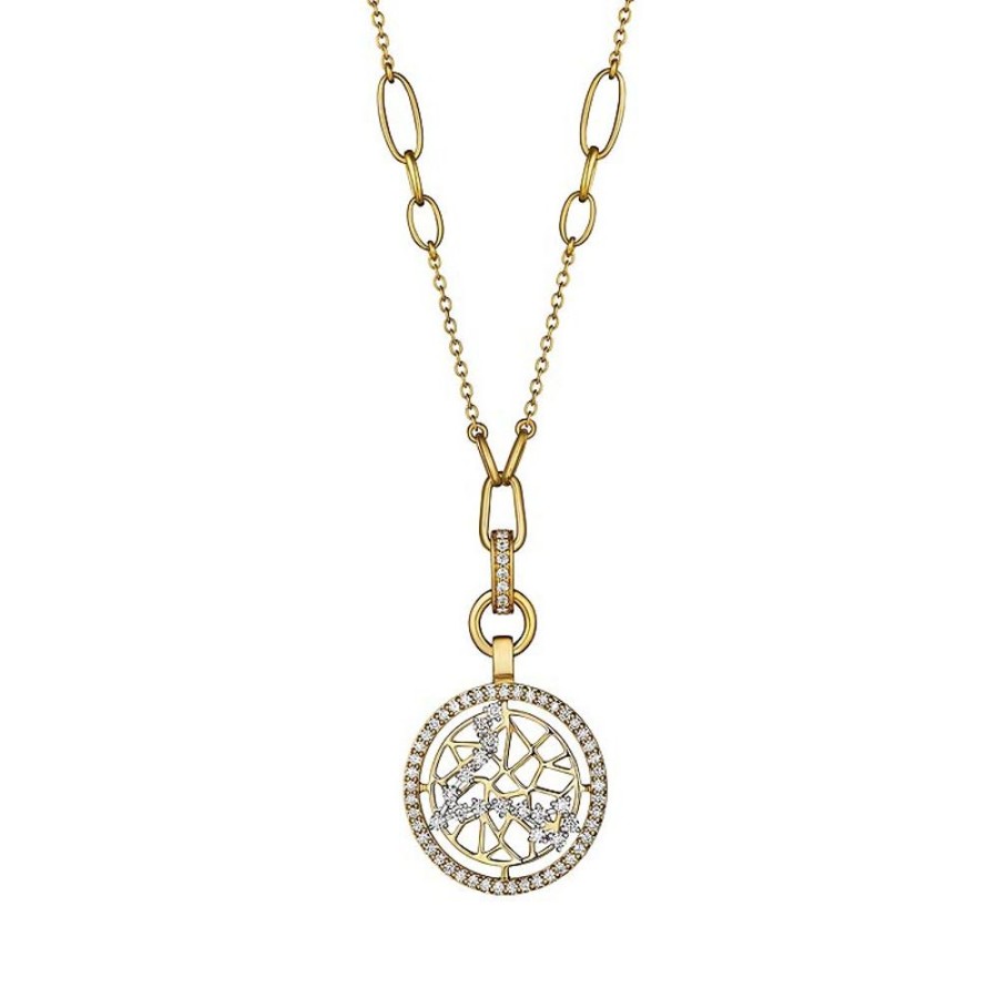 Necklace/Pendant Hueb | 18 Karat Estelar Yellow And White Gold Pisces Necklace With Vs-Gh Dia