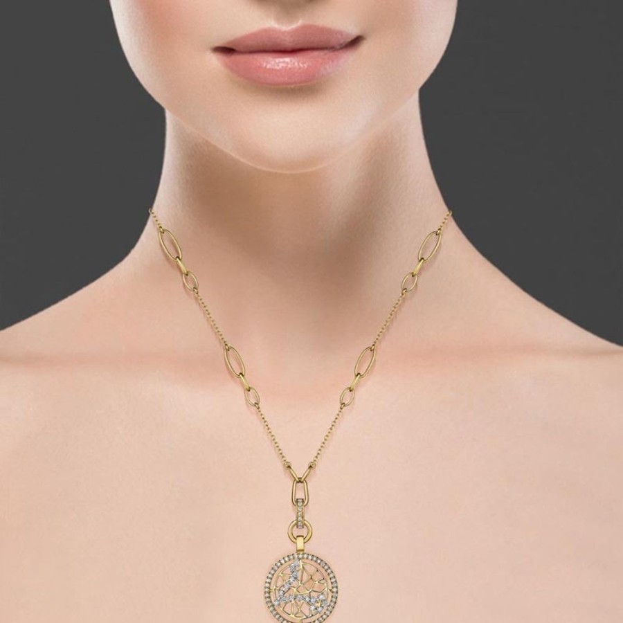 Necklace/Pendant Hueb | 18 Karat Estelar Yellow And White Gold Pisces Necklace With Vs-Gh Dia