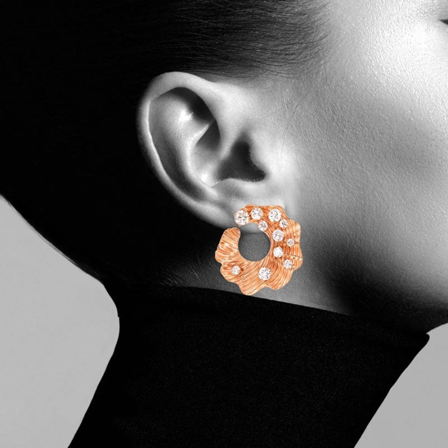 Earring Hueb | 18 Karat Bahia Pink Gold Earring With Vs-Gh Diamonds