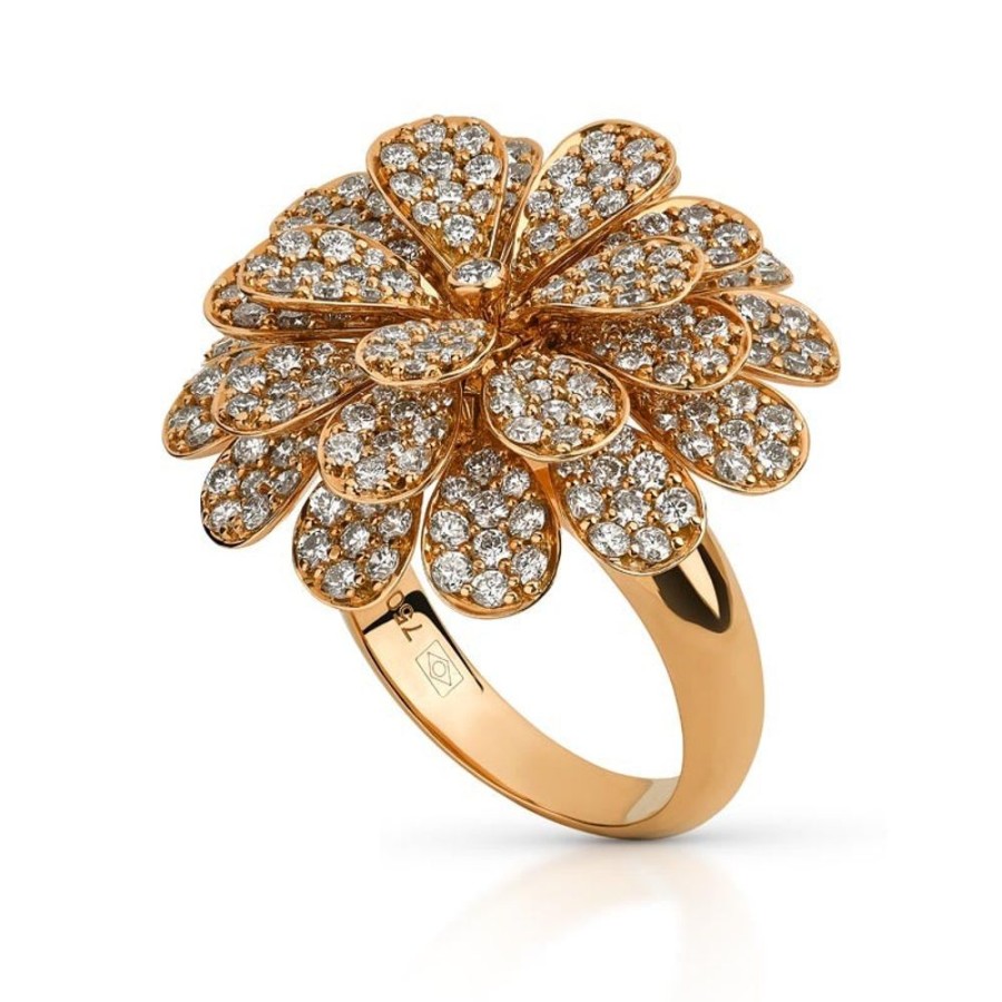 Ring Hueb | 18 Karat Secret Garden Pink Gold Ring With Vs-Gh Diamonds