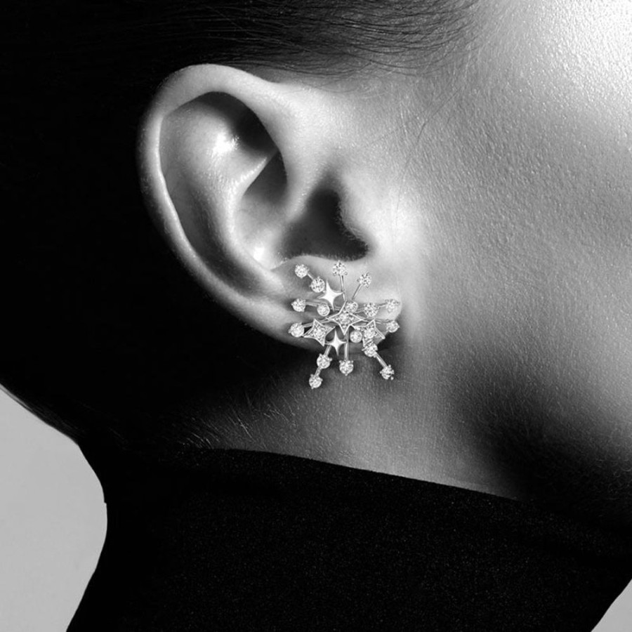 Earring Hueb | 18 Karat Luminus White Gold Earring With Vs-Gh Diamonds