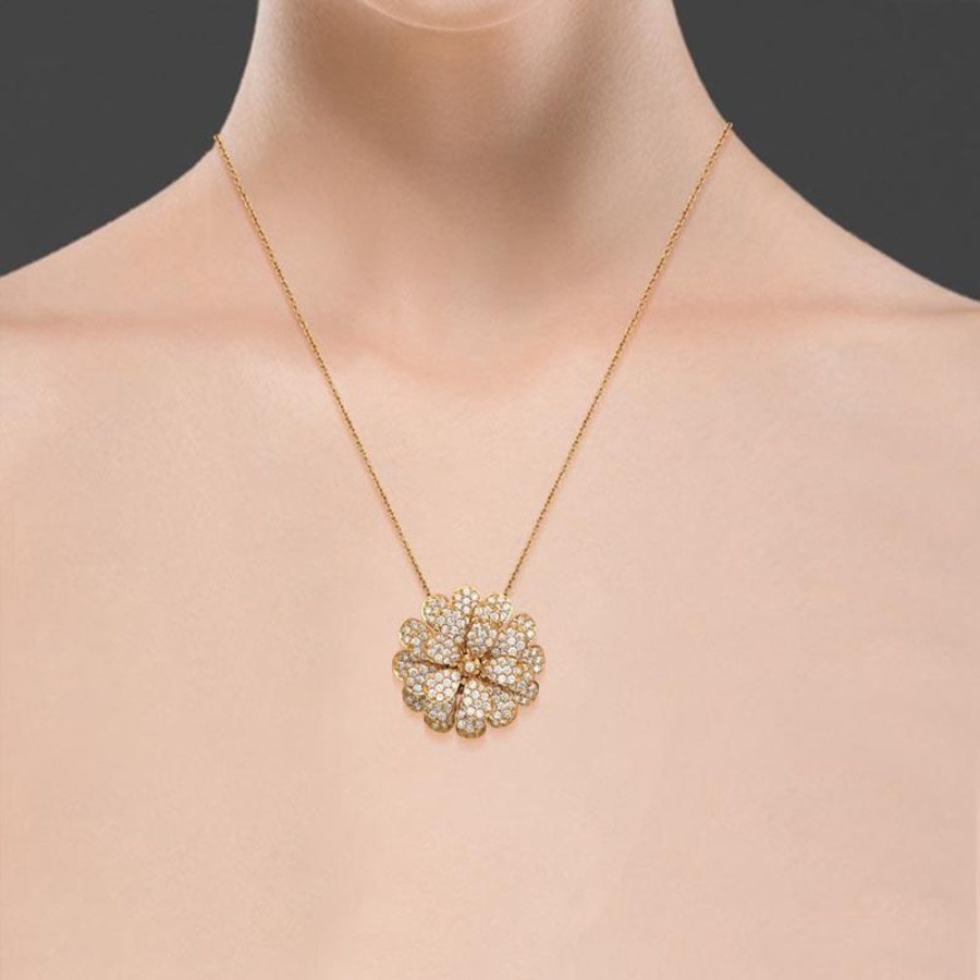 Necklace/Pendant Hueb | 18 Karat Secret Garden Yellow Gold Necklace With Vs-Gh Diamonds