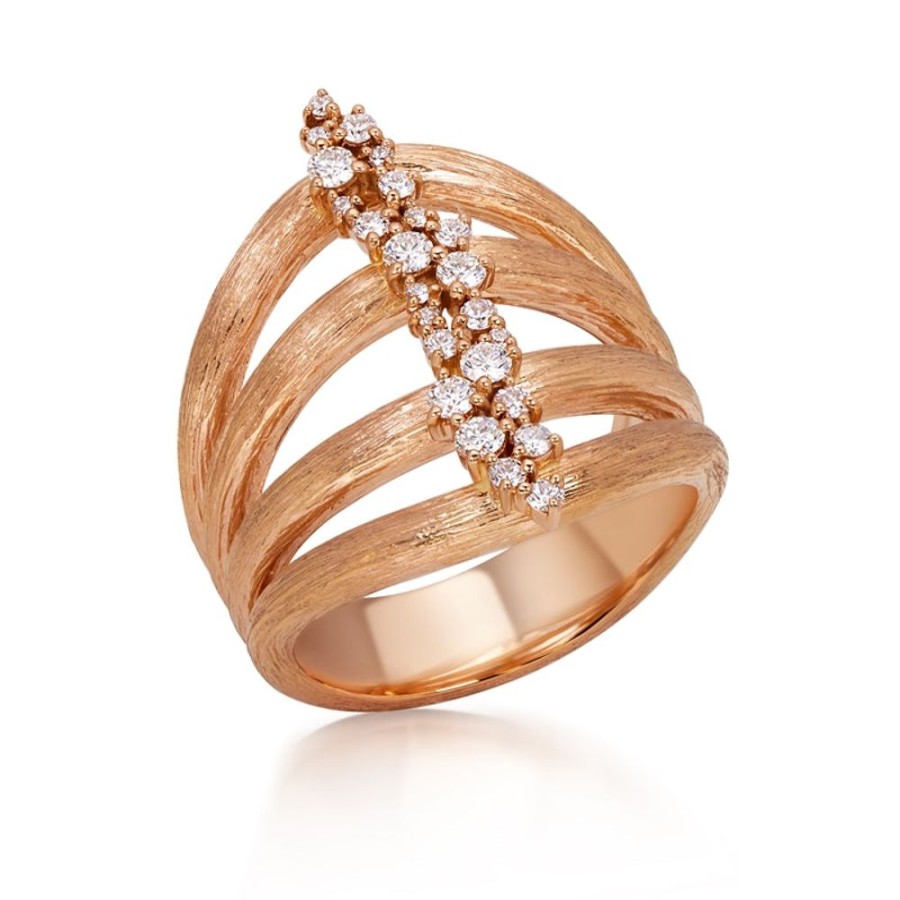 Ring Hueb | 18 Karat Bahia Pink Gold Ring With Vs-Gh Diamonds