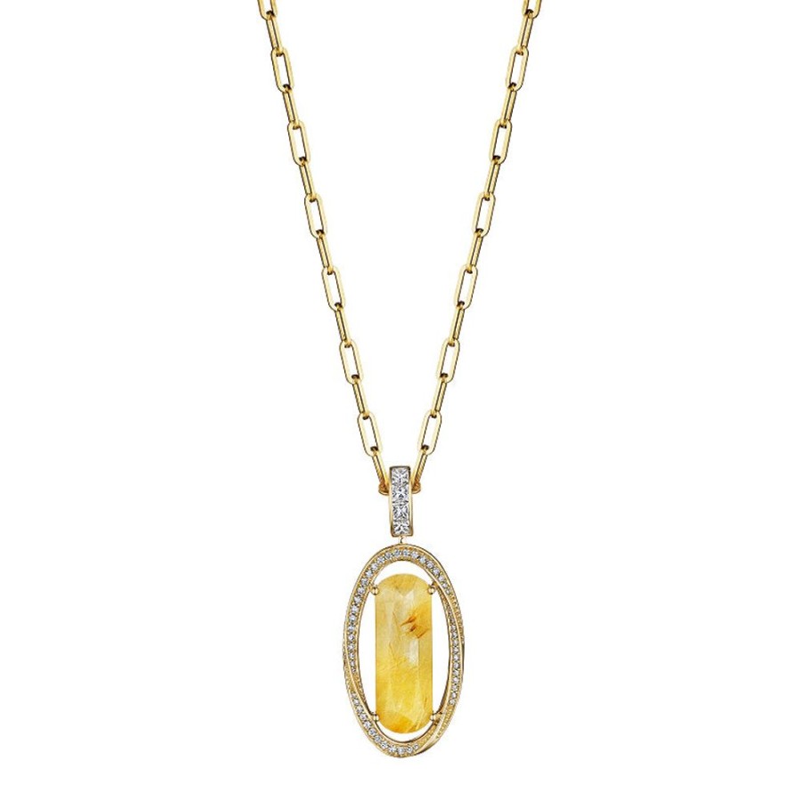 Necklace/Pendant Hueb | 18 Karat Onsa Yellow Gold Necklace With Vs-Gh Diamonds And Yellow Citr