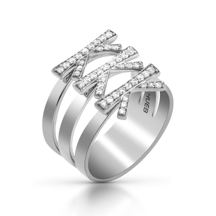 Ring Hueb | 18 Karat Romance White Gold Ring With Vs-Gh Diamonds