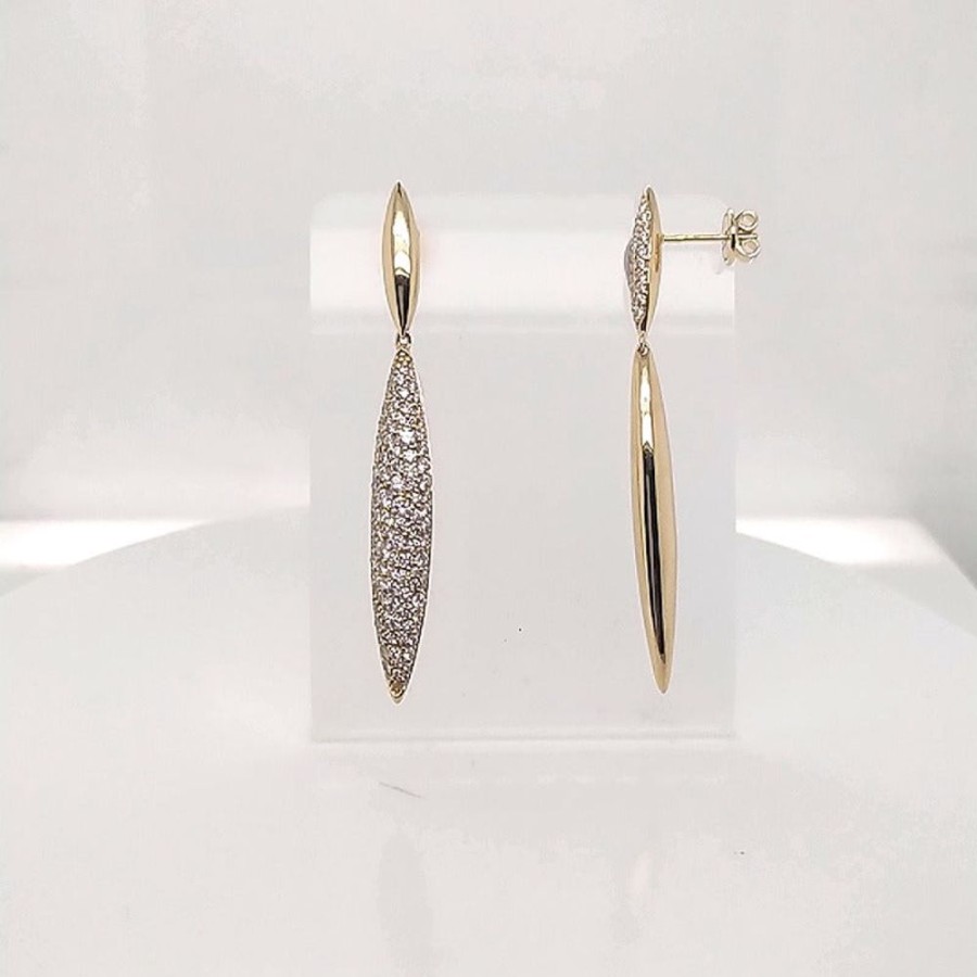 Earring Hueb | 18 Karat Tribal Yellow Gold Earring With Vs-Gh Diamonds