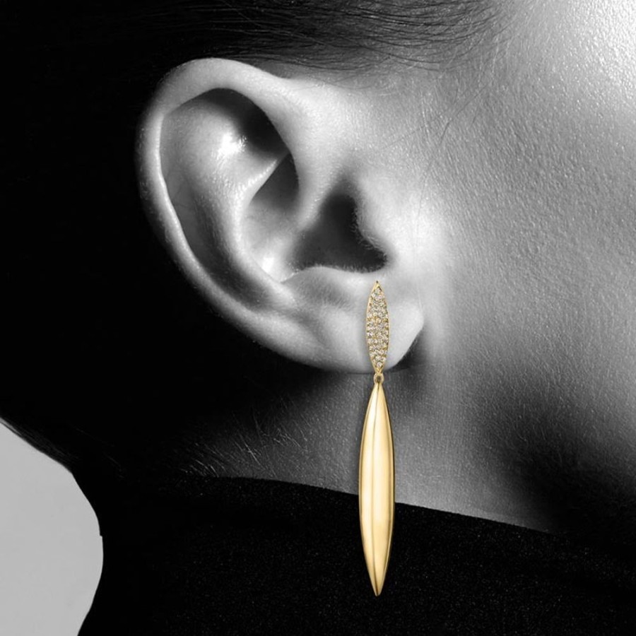 Earring Hueb | 18 Karat Tribal Yellow Gold Earring With Vs-Gh Diamonds