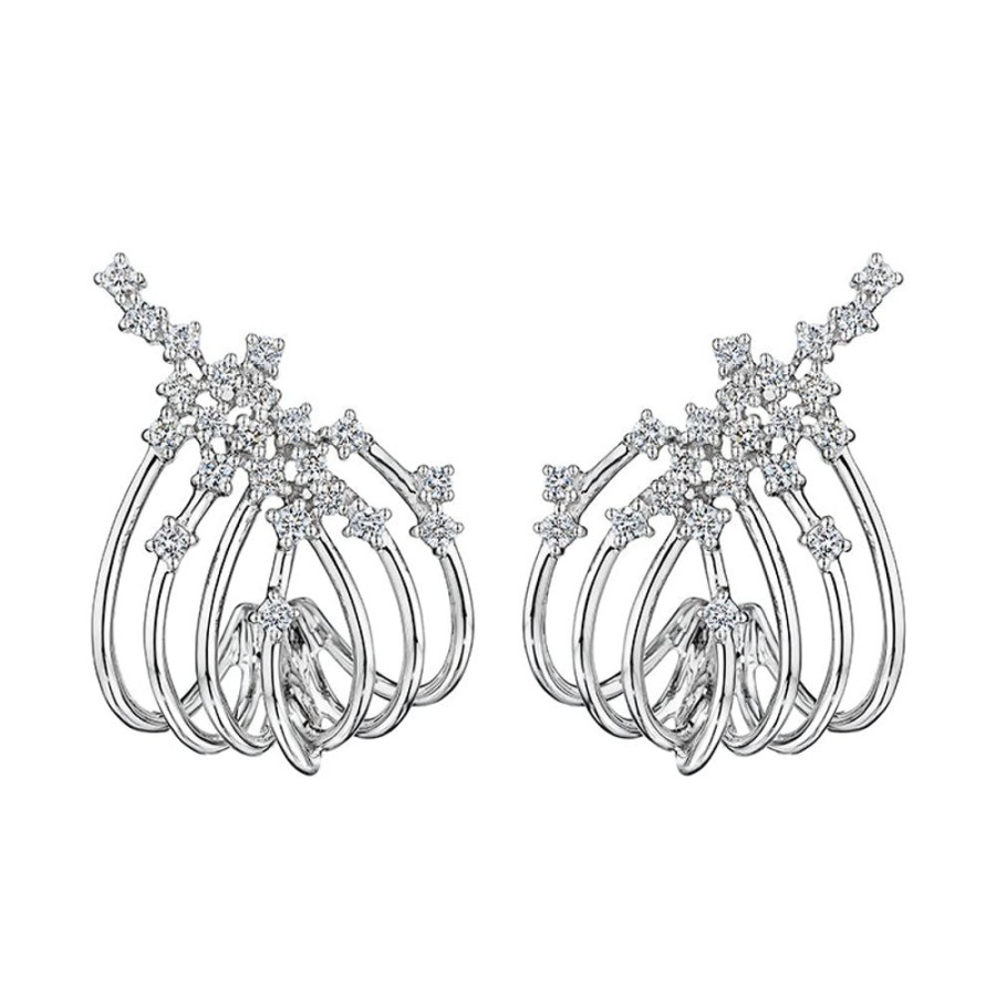 Earring Hueb | 18 Karat Luminus White Gold Earring With Vs-Gh Diamonds