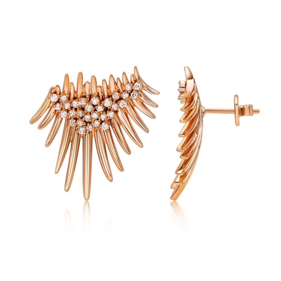 Earring Hueb | 18 Karat Tribal Pink Gold Earring With Vs-Gh Diamonds